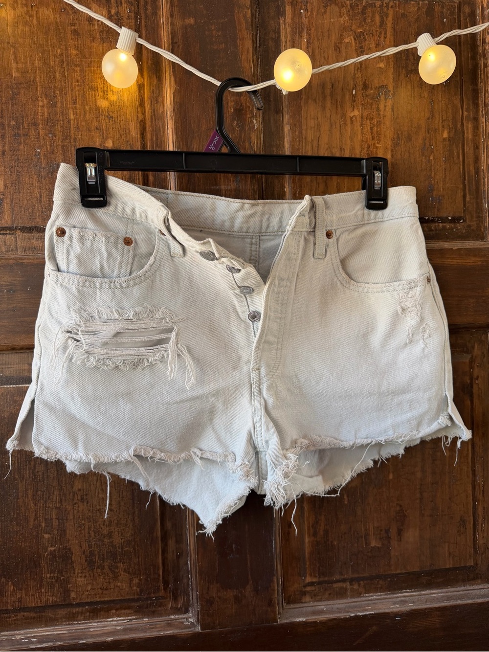 Levi's White Distressed Cutoff Jean Shorts